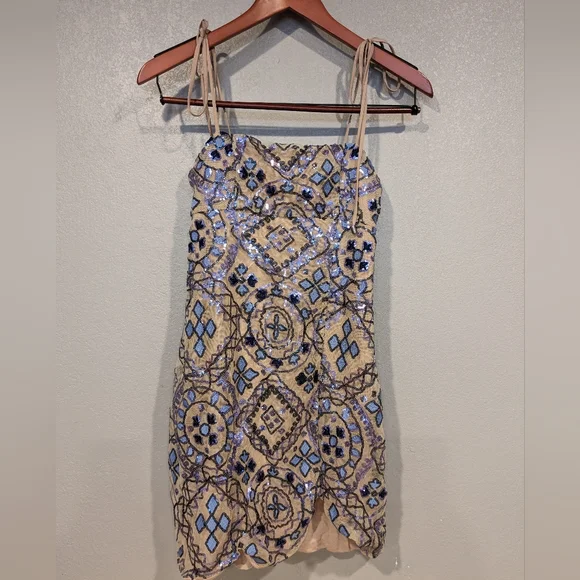 free people blue sequin dress Free People Midnight Blue Sequin Dress (Sz 2) main image 1